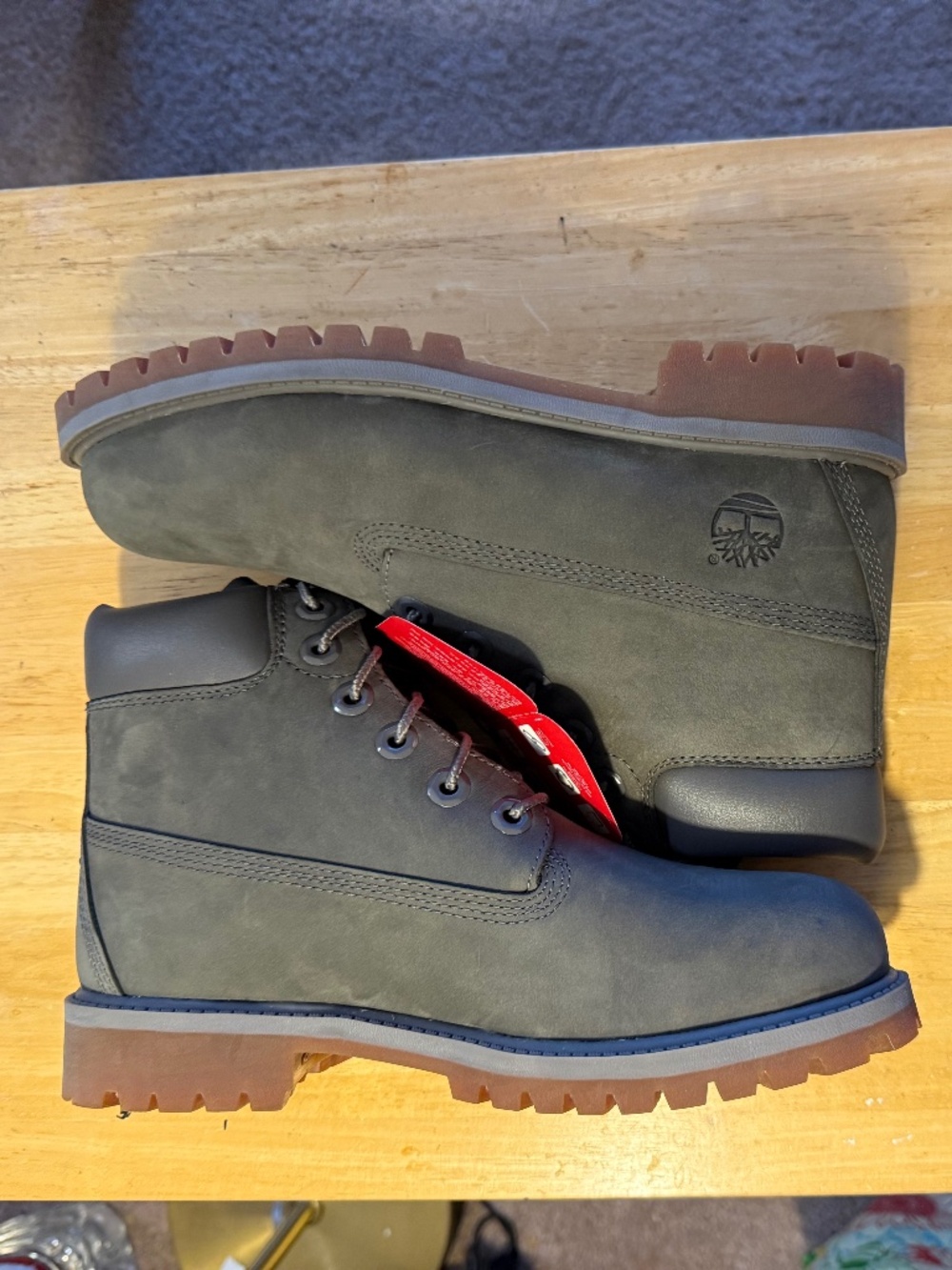 Grey Timberland Junior's 6-Inch Premium Waterproof Boots 7w